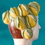 Sicilian Female Bust Decorative Vase Lady Lemon Yellow-Green Hand-Painted Art Sculptures