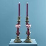Set of 2 Parrot Candle Holders Pink Art Sculptures