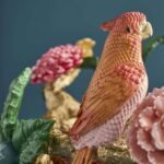 Vase Woman's Head with Parrots Bird Sculpture