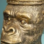 Flower Pot Monkey Kong Gold Animal Sculptures