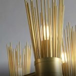 Mid Century Modern Brass Chandelier | Crystal Chandelier