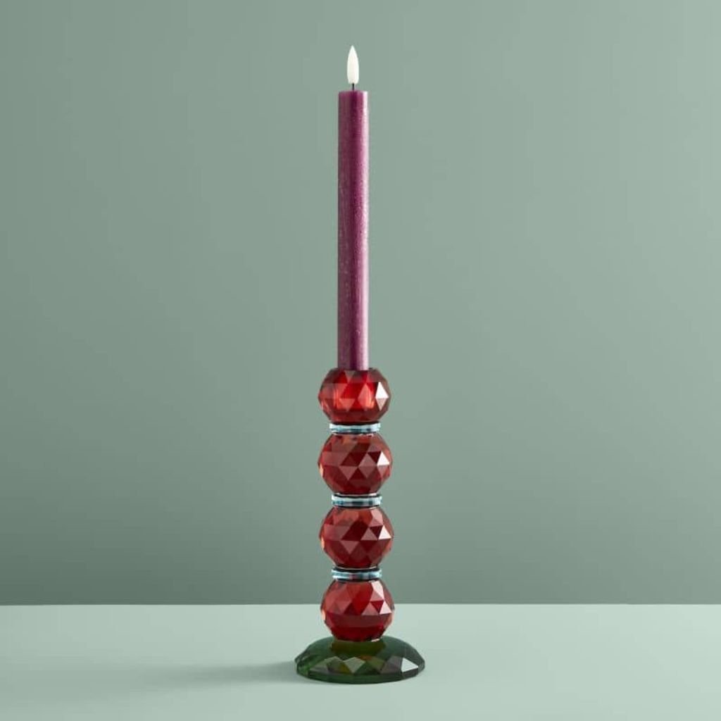 Candle Holder Fancy Crystal Red Round Glass | Art Sculptures Candle Holder Fancy Crystal Red Round Glass | Art Sculptures