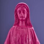 Decorative Madonna Figure Virgin Mary Magenta Art Sculptures