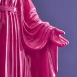 Decorative Madonna Figure Virgin Mary Magenta Art Sculptures