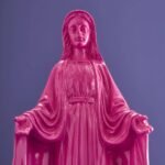 Decorative Madonna Figure Virgin Mary Magenta Art Sculptures
