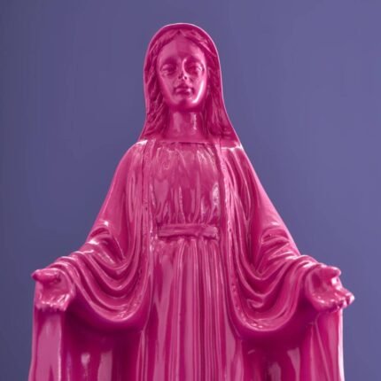 Decorative Madonna Figure Virgin Mary Magenta Art Sculptures