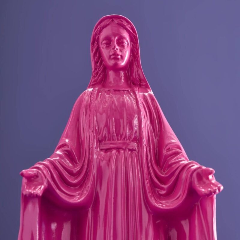 Decorative Madonna Figure Virgin Mary Magenta Art Sculptures