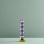 Candle Holder Fancy Crystal Purple Round Glass | Art Sculptures