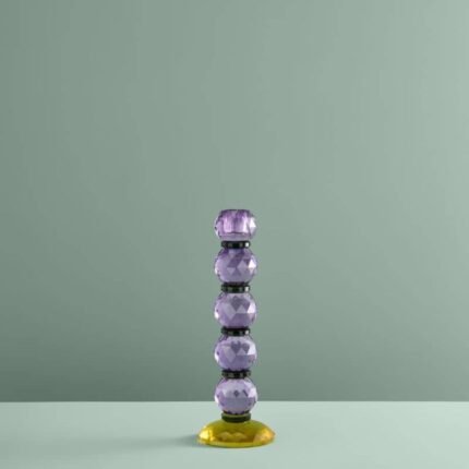 Candle Holder Fancy Crystal Purple Round Glass | Art Sculptures