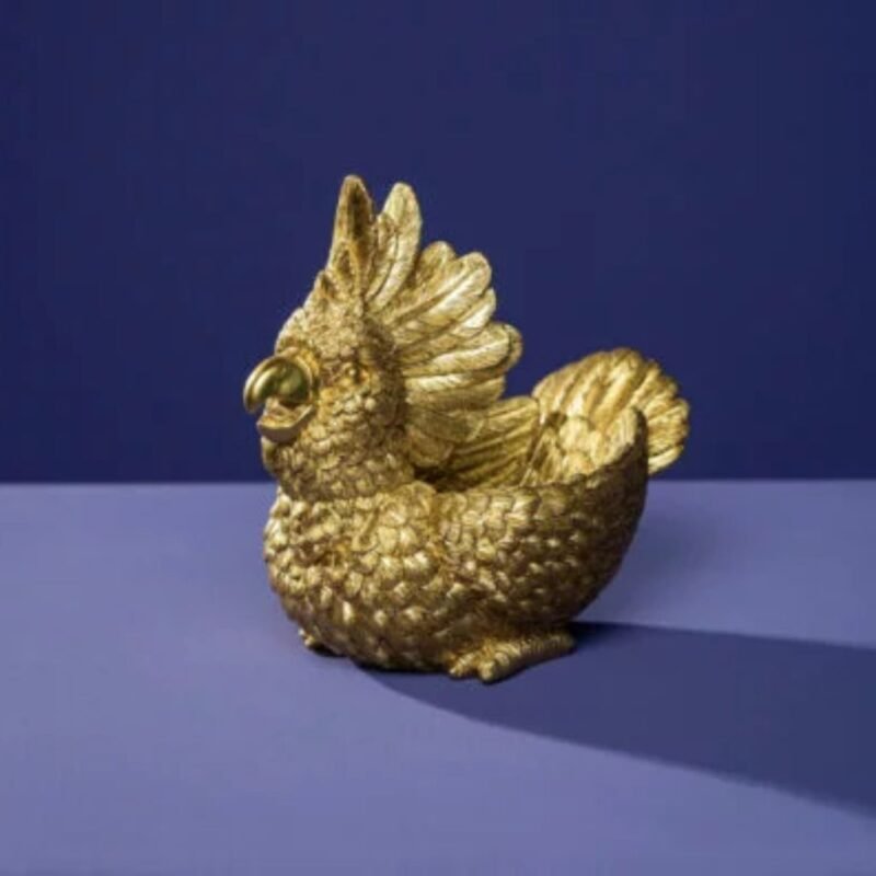 Decorative Bowl Cockatoo Gold bird sculpture