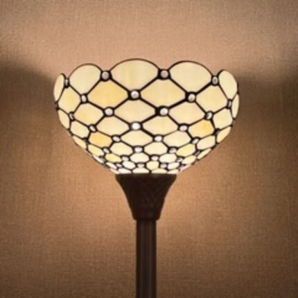 Tiffany Floor Lamp White Beads Style | Torchiere Floor Lamp