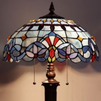 Capulina Traditional Art Style Standing Lamp | Light Blue Lamp