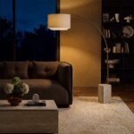 Radius Travertine Floor Lamp | Arched Floor Lamps for Living Room