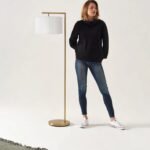 Montage Modern Floor Lamp Pleated Brass