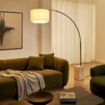 Radius Travertine Floor Lamp | Arched Floor Lamps for Living Room