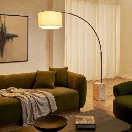 Radius Travertine Floor Lamp | Arched Floor Lamps for Living Room