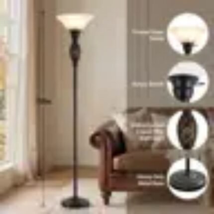 70" Floor Standing Lamp with Glass Shade | Novelty Lamps