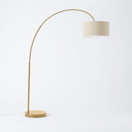 Overarching Linen Shade Floor Lamp Antique Bronze | Arc Lamps