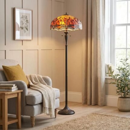 Flame Dragonfly Tiffany Floor Lamp | Glass Tiffany Floor Lamps