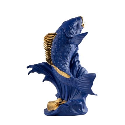 FISH SCULPTURE BLUE GOLD — Boldblue art sculpture by Virginia González