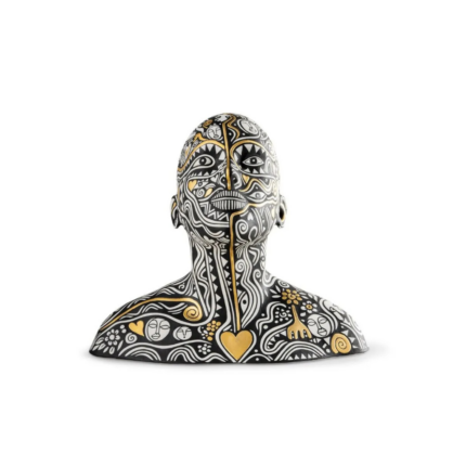 THE DREAMER BUST SCULPTURE BY LAOLU in white, black and gold luster