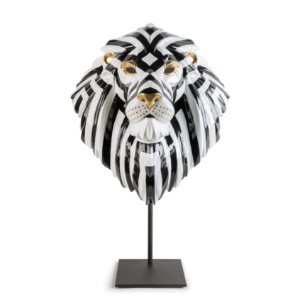 LION MASK BLACK GOLD in white, black, and gold by José Luis Santes — Fierce Portraits collection
