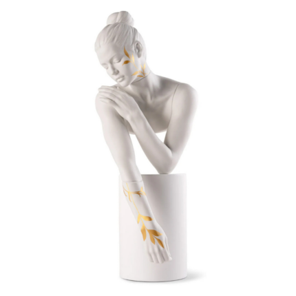 REFLECTIONS OF NATURE HER SCULPTURE WHITE GOLD leaf decoration by Ernest Massuet