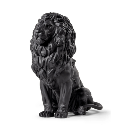MAJESTIC LION SCULPTURE by Raul Rubio, 16.93 in tall, seated watchful pose