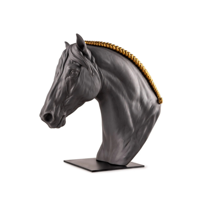 EQUINUS SCULPTURE with copper metallic luster braided mane — Animalia collection, sculpted by Ernest Massuet