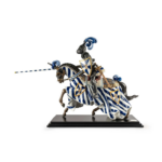 Lladró limited edition MEDIEVAL KNIGHT SCULPTURE on horseback with bluing luster chainmail detail and gold accents, sculpted by Francisco Polope