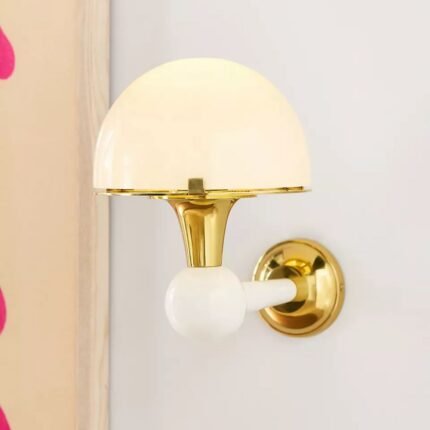 MERVE KAHRAMAN CABINET OF CURIOSITIES MUSHROOM GLASS SCONCE WALL LIGHT IN CREAM