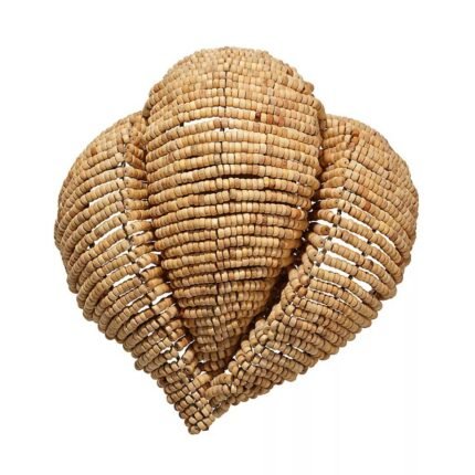 ANGUILLA WOOD BEADED WALL SCONCE IN CAMEL