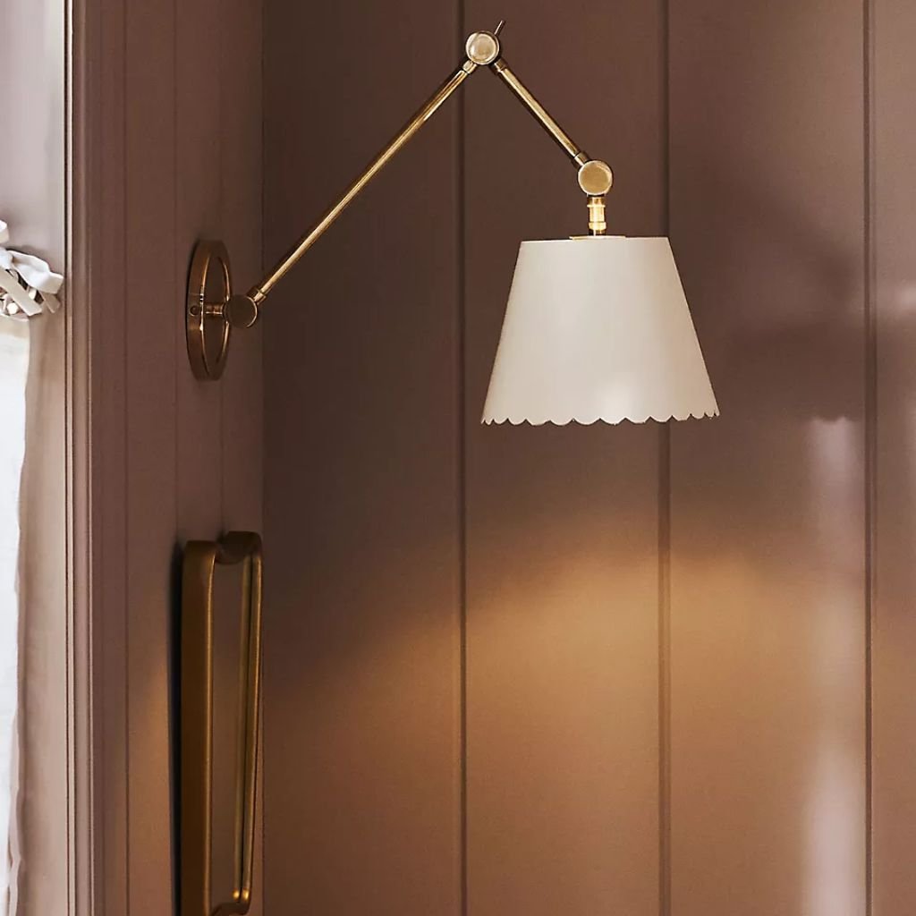 ROBERTA SCALLOPED LEATHER TASK SCONCE WALL LIGHT IN WHITE ROBERTA SCALLOPED LEATHER TASK SCONCE WALL LIGHT IN WHITE