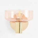 MORGAN GLASS AND BRASS PINK SCONCE WALL LIGHT