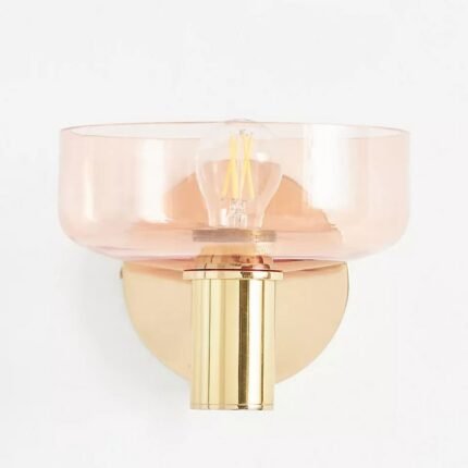 MORGAN GLASS AND BRASS PINK SCONCE WALL LIGHT