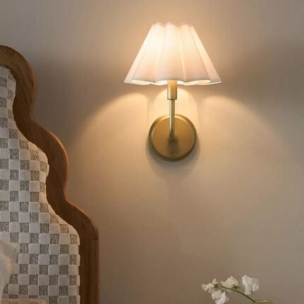 REGINA ANDREW POLLY SCALLOPED SHADED METAL SCONCE WALL LIGHT IN WHITE