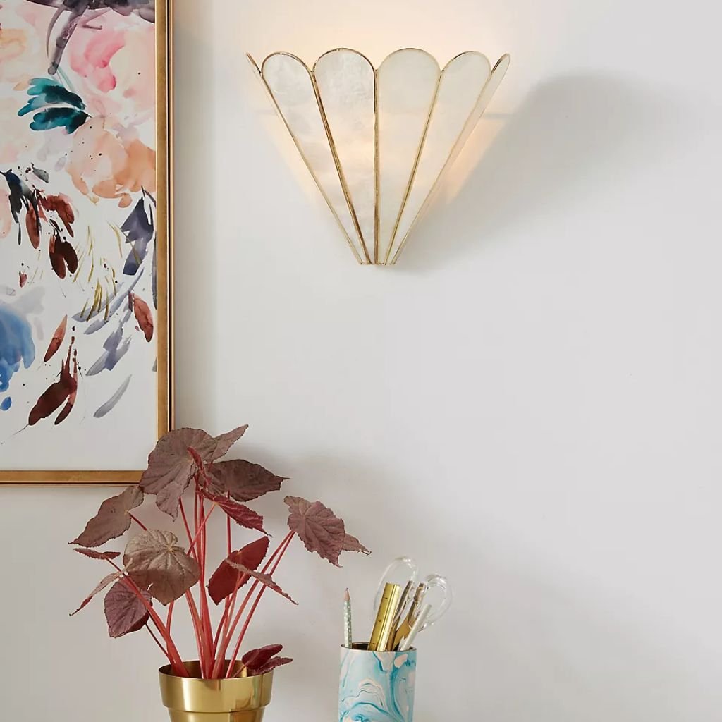 MADELYN CAPIZ FACETED SCONCE WALL LIGHT IN WHITE MADELYN CAPIZ FACETED SCONCE WALL LIGHT IN WHITE