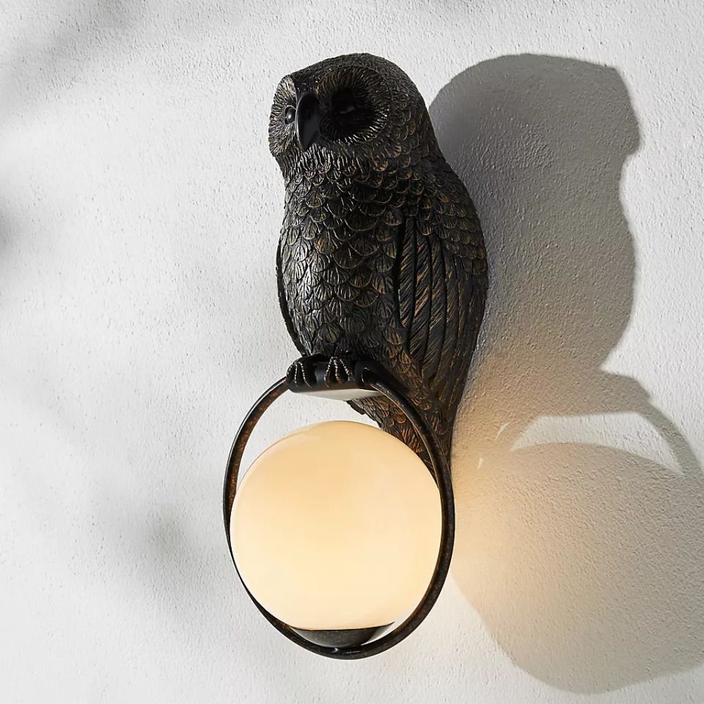 WOODLAND OWL GLOBE OUTDOOR SCONCE WALL LIGHT WOODLAND OWL GLOBE OUTDOOR SCONCE WALL LIGHT