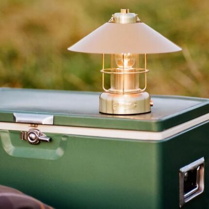BARBOUR X ANTHROPOLOGIE METAL AND LEATHER RECHARGEABLE CORDLESS LANTERN