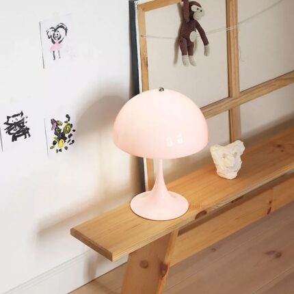 PANTHELLA TRUMPET BELL SHADED PORTABLE LAMP IN ROSE
