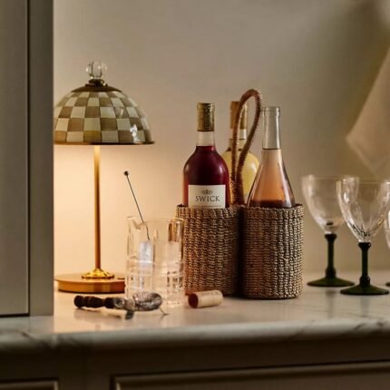 MACKENZIE-CHILDS LED RECHARGEABLE CORDLESS DOME TABLE LAMP IN MOCHA