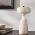 MARZELA WASHED MARBLE SCULPTURAL RECHARGEABLE TABLE LAMP IN NATURAL