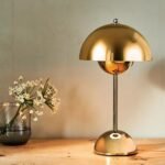 FLOWERPOT V9 CORDLESS RECHARGEABLE LED METALLIC TABLE LAMP GOLD