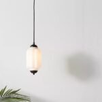 THE ELOISE SCALLOP PETITE PENDANT CEILING LIGHT WHITE GLASS BLACK