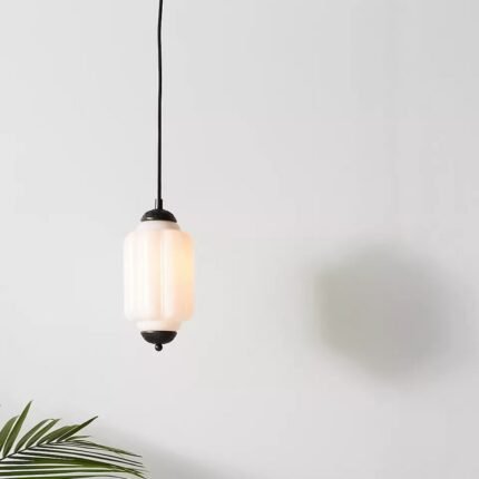 THE ELOISE SCALLOP PETITE PENDANT CEILING LIGHT WHITE GLASS BLACK