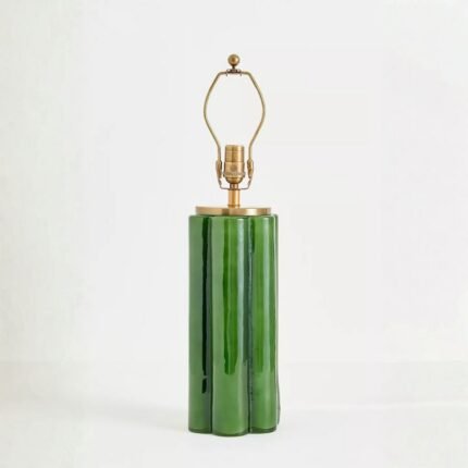 SCALLOPED GLASS LAMP BASE GREEN