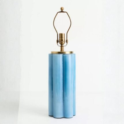 SCALLOPED GLASS LAMP BASE BLUE