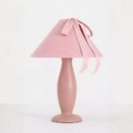 BOSETTE MAUVE BOW VELVET AND WOOD TABLE LAMP