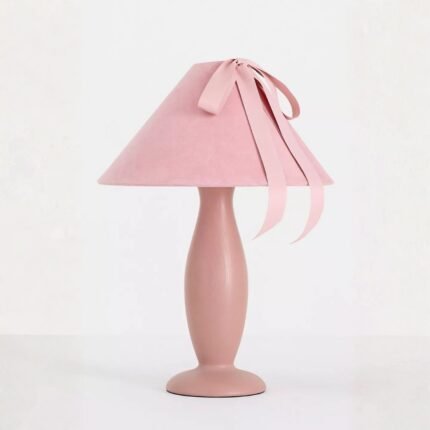 BOSETTE MAUVE BOW VELVET AND WOOD TABLE LAMP