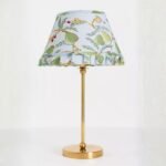LEE PERA BRASS TABLE LAMP WITH RUFFLE PRINTED SHADE